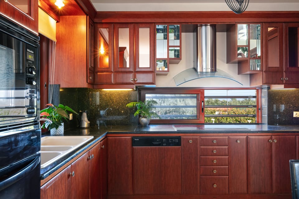 Fully equipped main kitchen of top quality fixtures and appliances