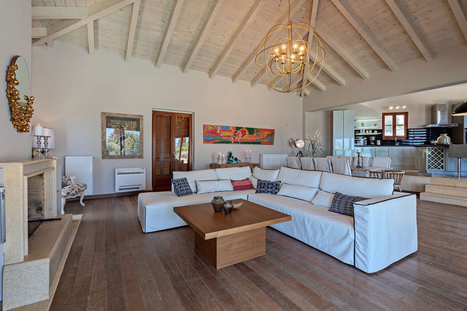 Comfortable, large, corner sofa at the living room.