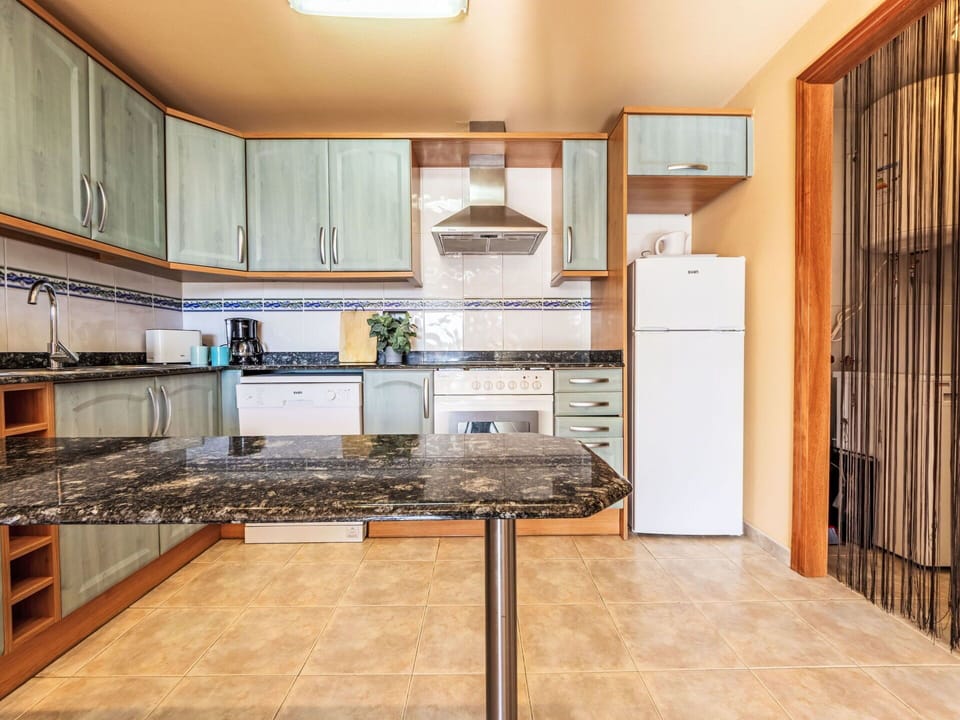 Kitchen, Furniture, Interior Design, Flooring, Kitchen Appliance, Wood, Countertop, Major Appliance, Floor, Cabinetry