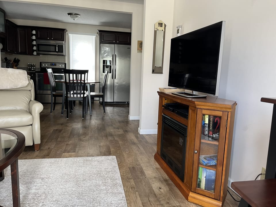 Electric fireplace and 40 inch smart TV
