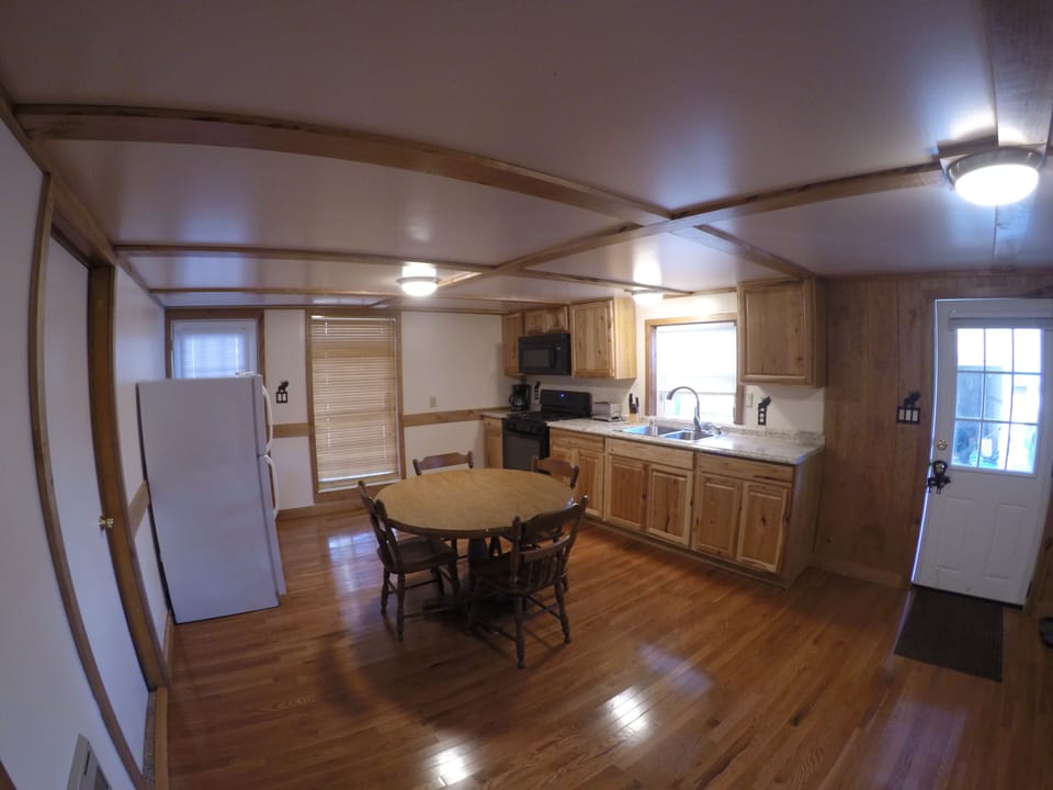 The open concept was applied here!  Cozy but spacious, and thoroughly inviting