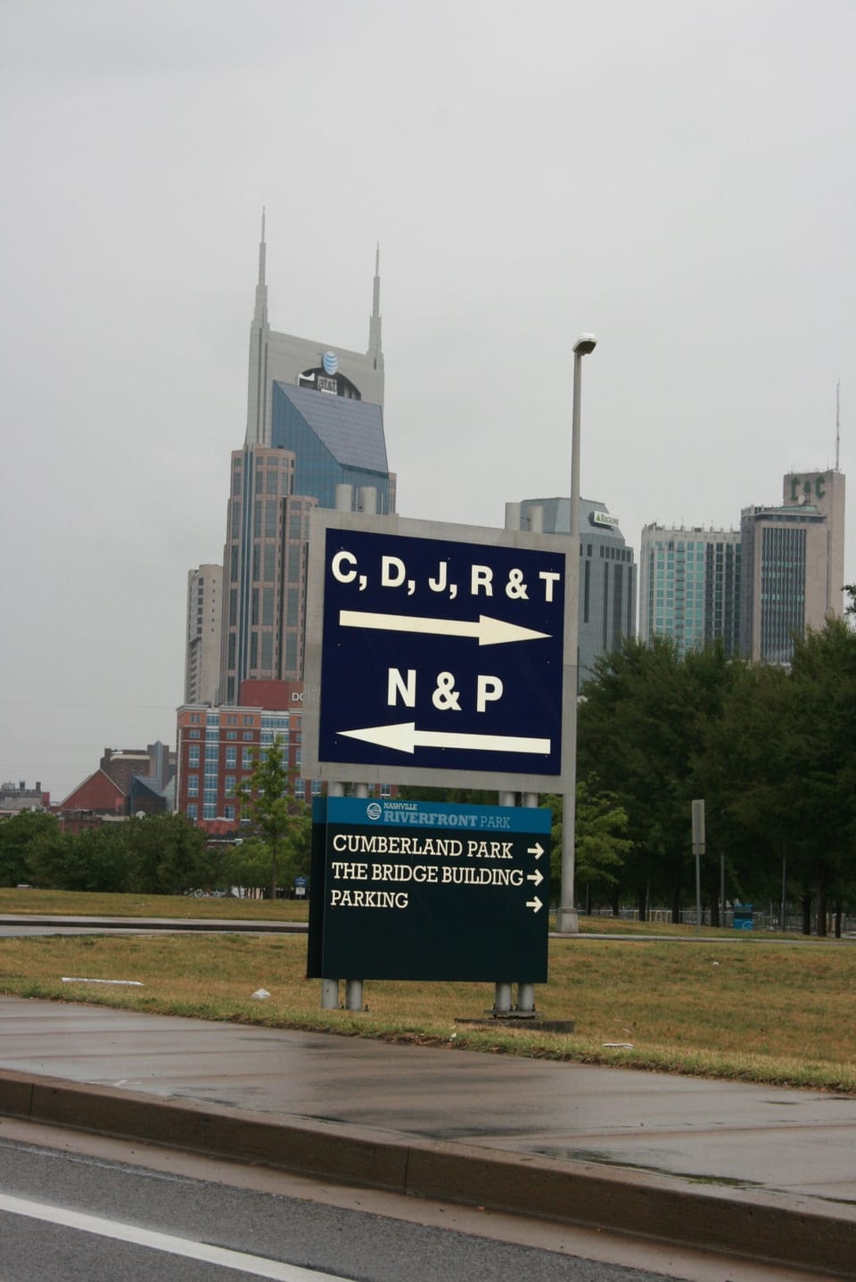 Close parking on the east side of the Cumberland River.  Walk across the bridge.