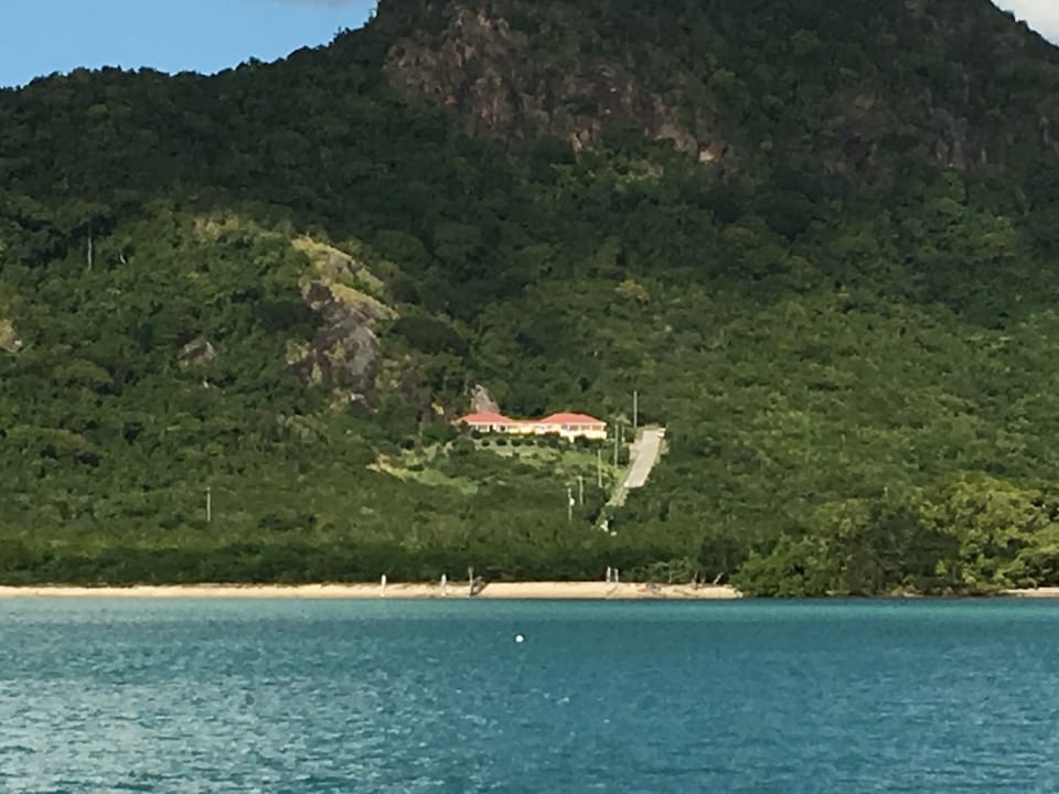 AntiguaBella is the villa on the left. This picture is taken from Jolly Harbour.