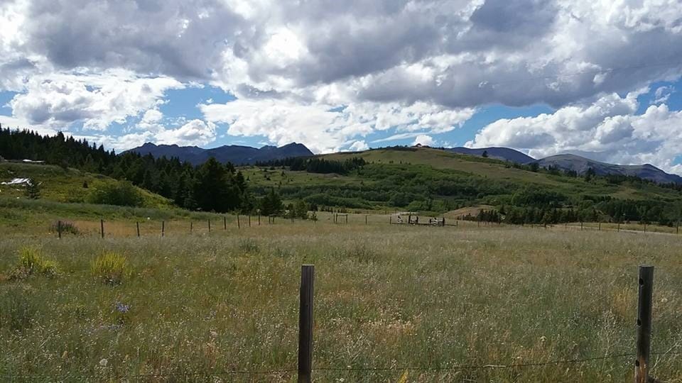 View of Glacier Park peaks from the front of the house