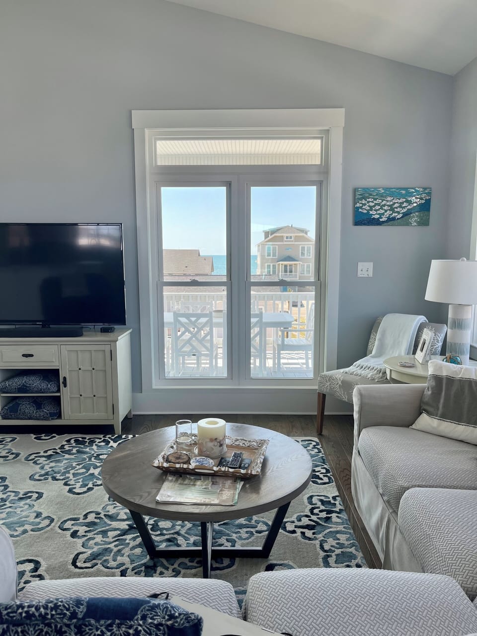 Upstairs Family Room with windows for views.
