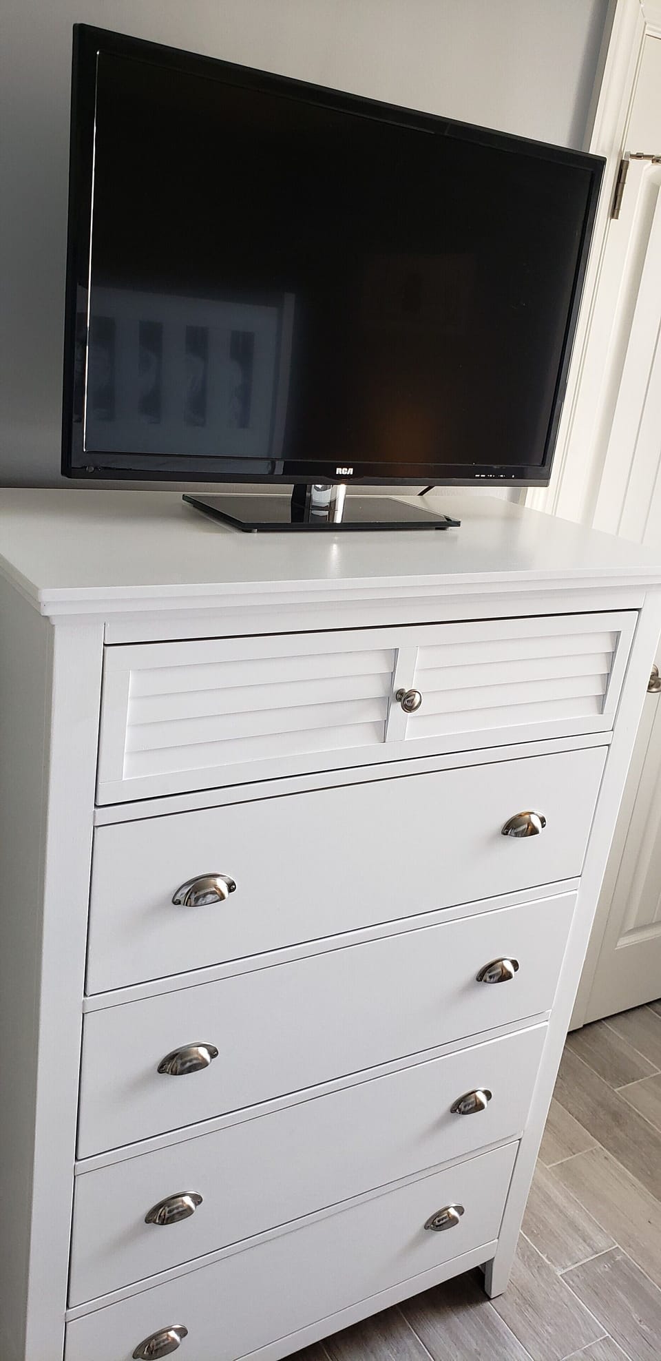 TV with Built-in DVD Player in the Full over Full Bunk Bedroom
