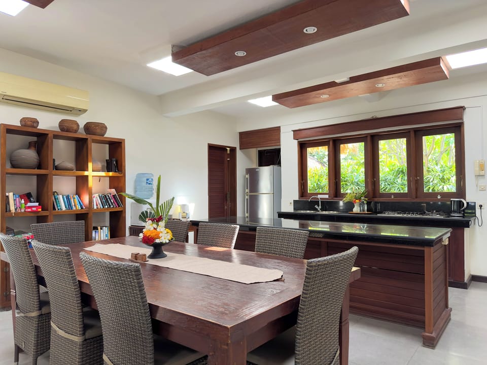 Escape the heat and enjoy delicious meals in our air-conditioned dining room.
