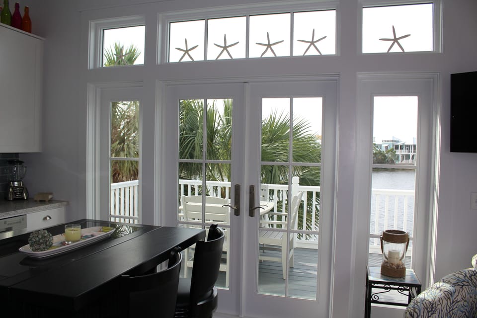 View from Sofa out to lake.