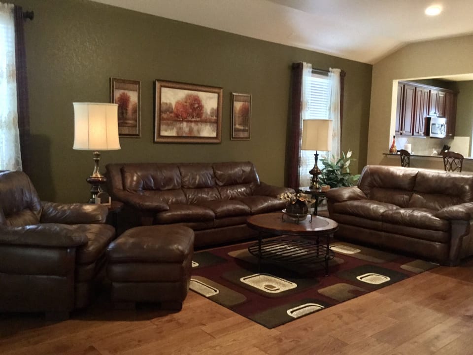 Living room grain leather 3 pieces set.