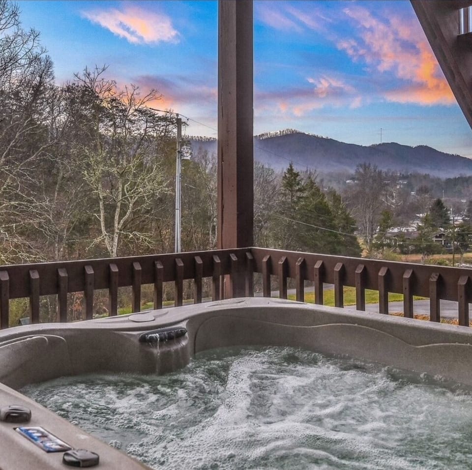 Jacuzzi tub with an amazing view.