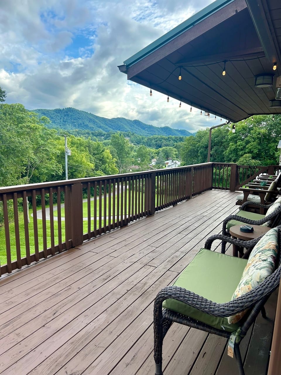 Two large decks with plenty of outdoor seating a well as 2 outdoor dining tables