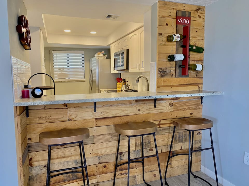 Custom Wood slat wall bar