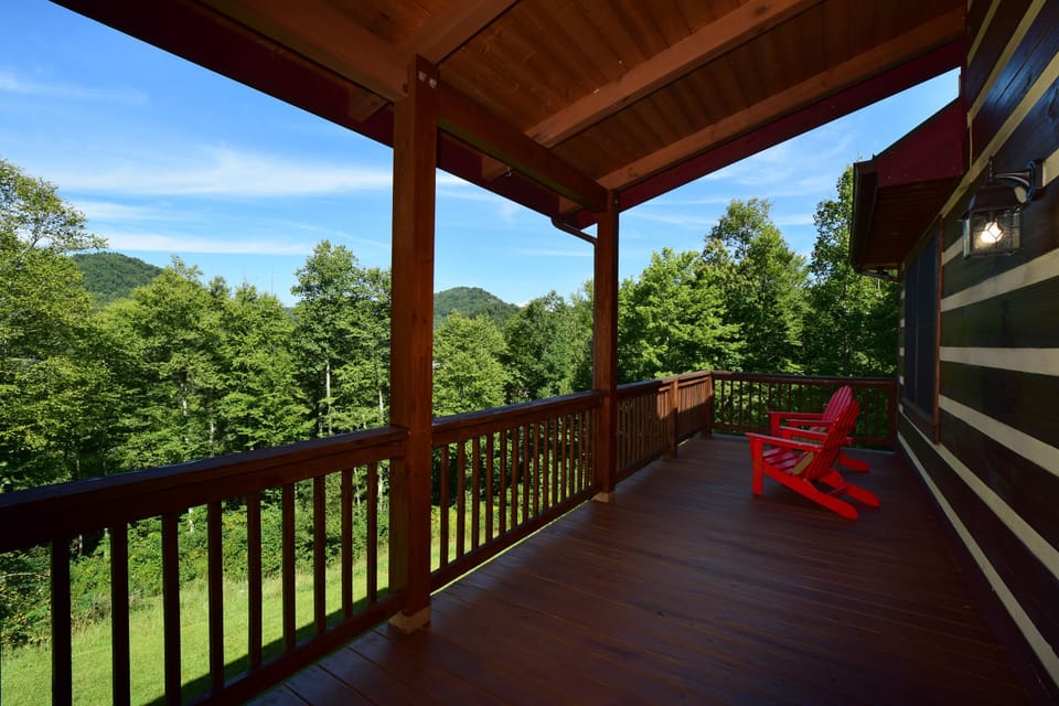 Relax on the back porch, either covered or in the open, and enjoy the mountains.