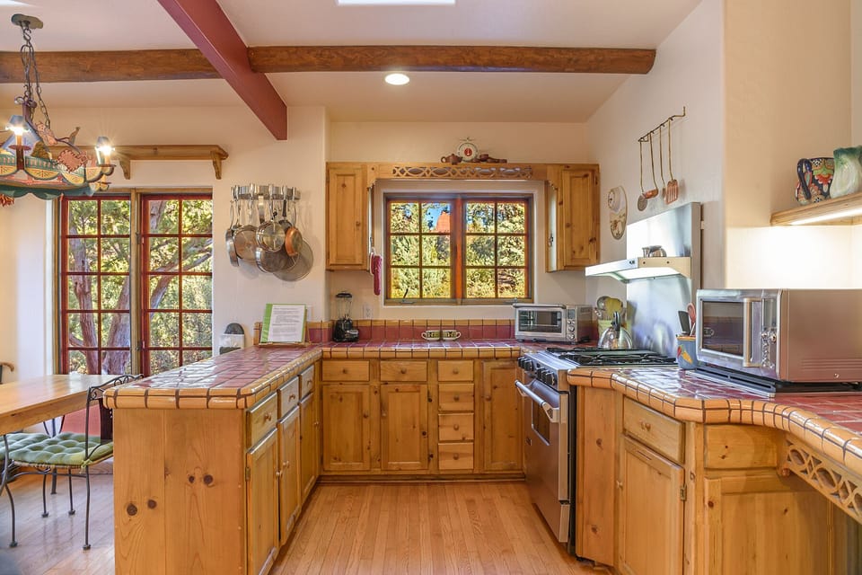 Fully equipped kitchen with commercial grade oven/stove. 