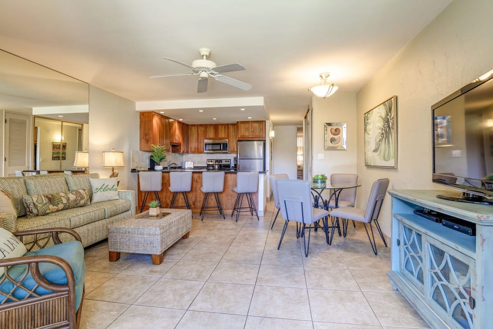 Relax in this coastal inspired condo with all new furnishings and decor