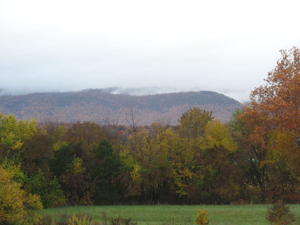 Massenutten Mountains in fog.