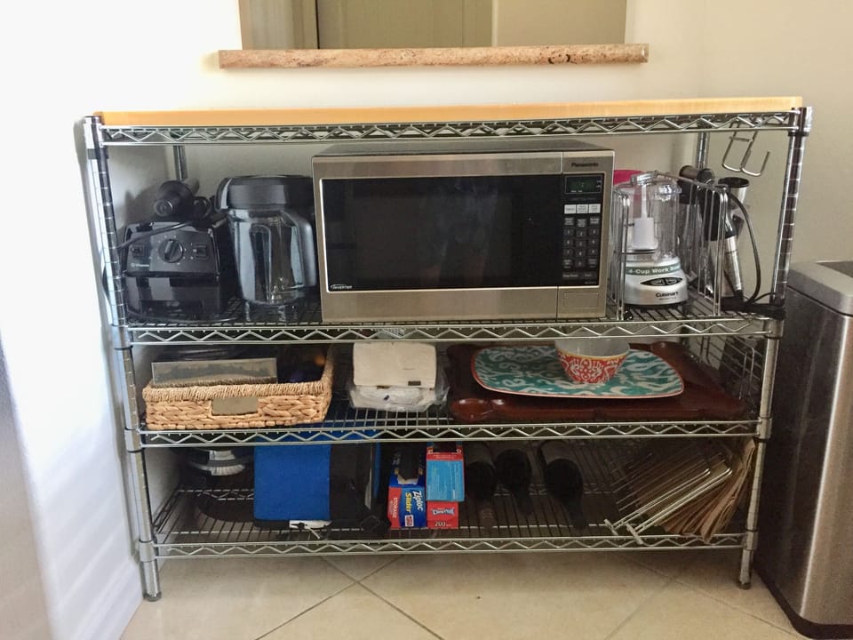 4' Butcher Block counter with easy access kitchen items
