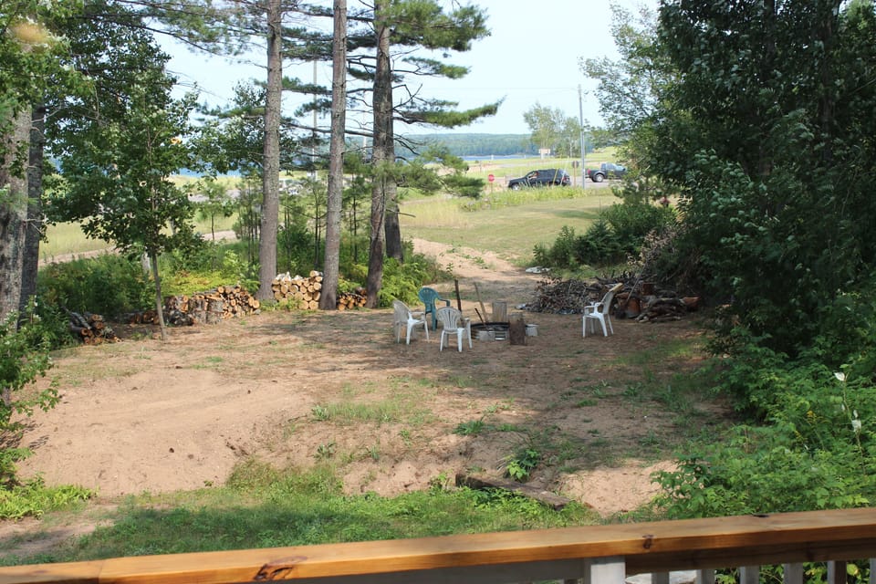Fire pit area in front of cottage.  We have tons of wood so don't buy any!