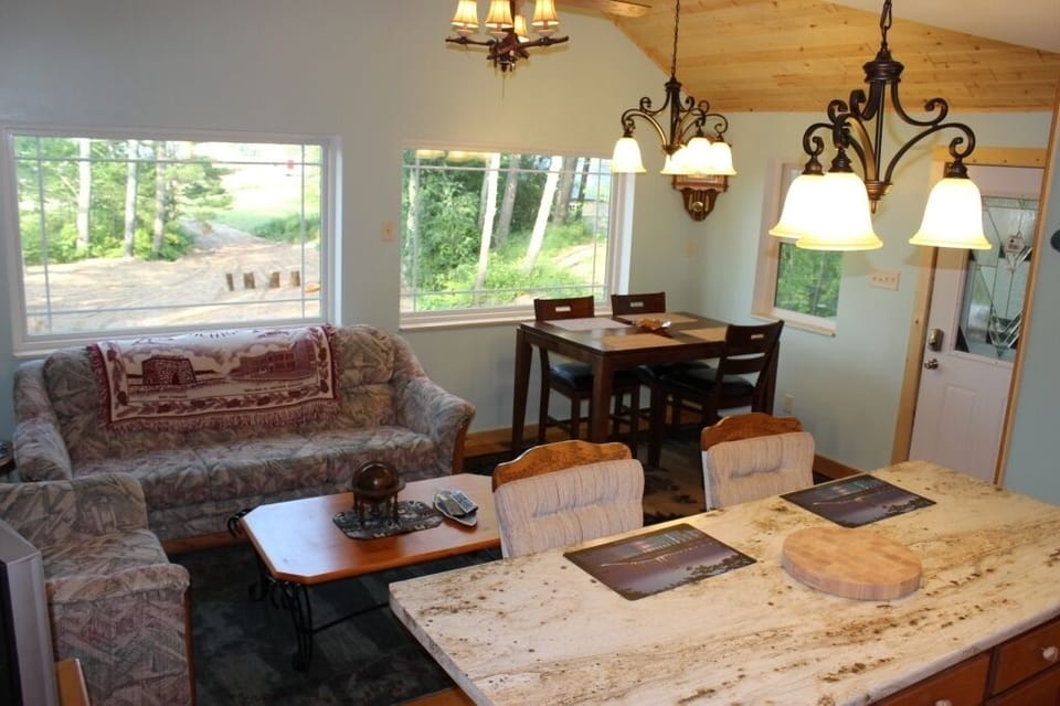 Bird's eye view of open concept, Living Rm, Dining area & Kitchen