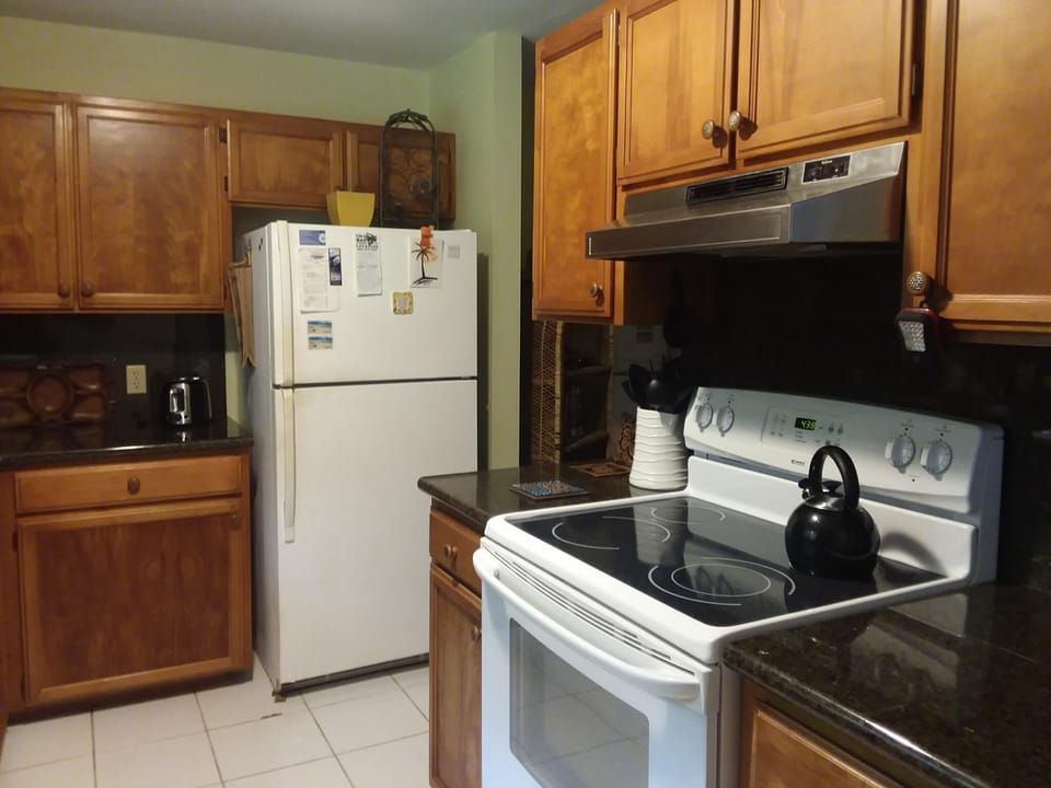 Kitchen. Indoor electric stove or outdoor gas grill for preparing your meals.