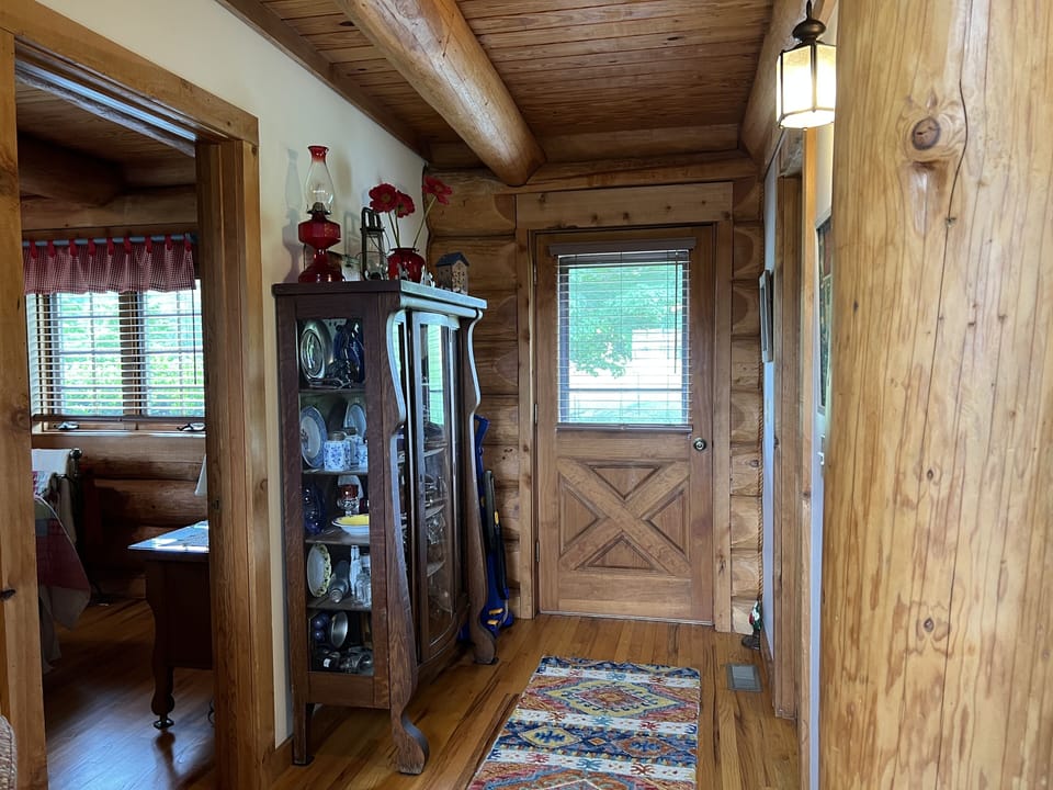 Hallway. Medroom to the left, bathroom on the right