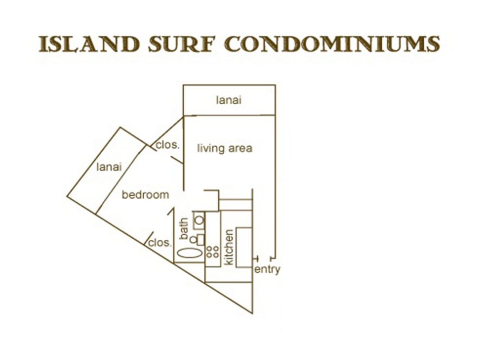 Penthouse floor plan, two lanais, HUGE one bedroom.