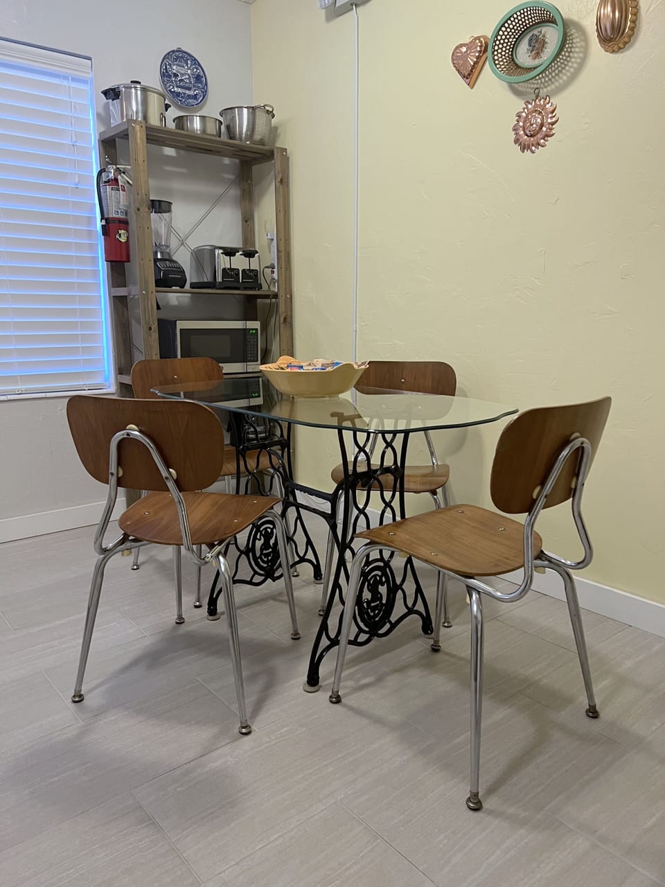 Glass table vintage MCM chairs