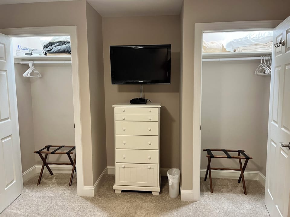 Guest bedroom with large updated closets.  