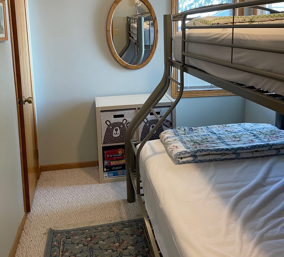Bedroom 2 - bunk bed with a twin mattress (top) and a full mattress (bottom)