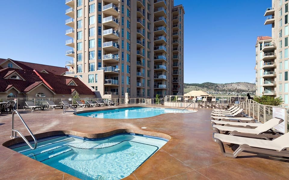 This Sunset waterfront condo is on the Pool Floor.