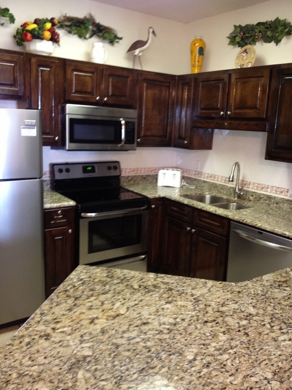 Newly remodeled and updated kitchen with all stainless steel appliances.