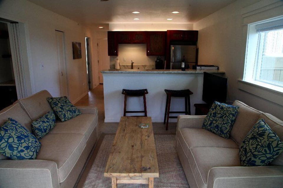 Living room with ocean front window