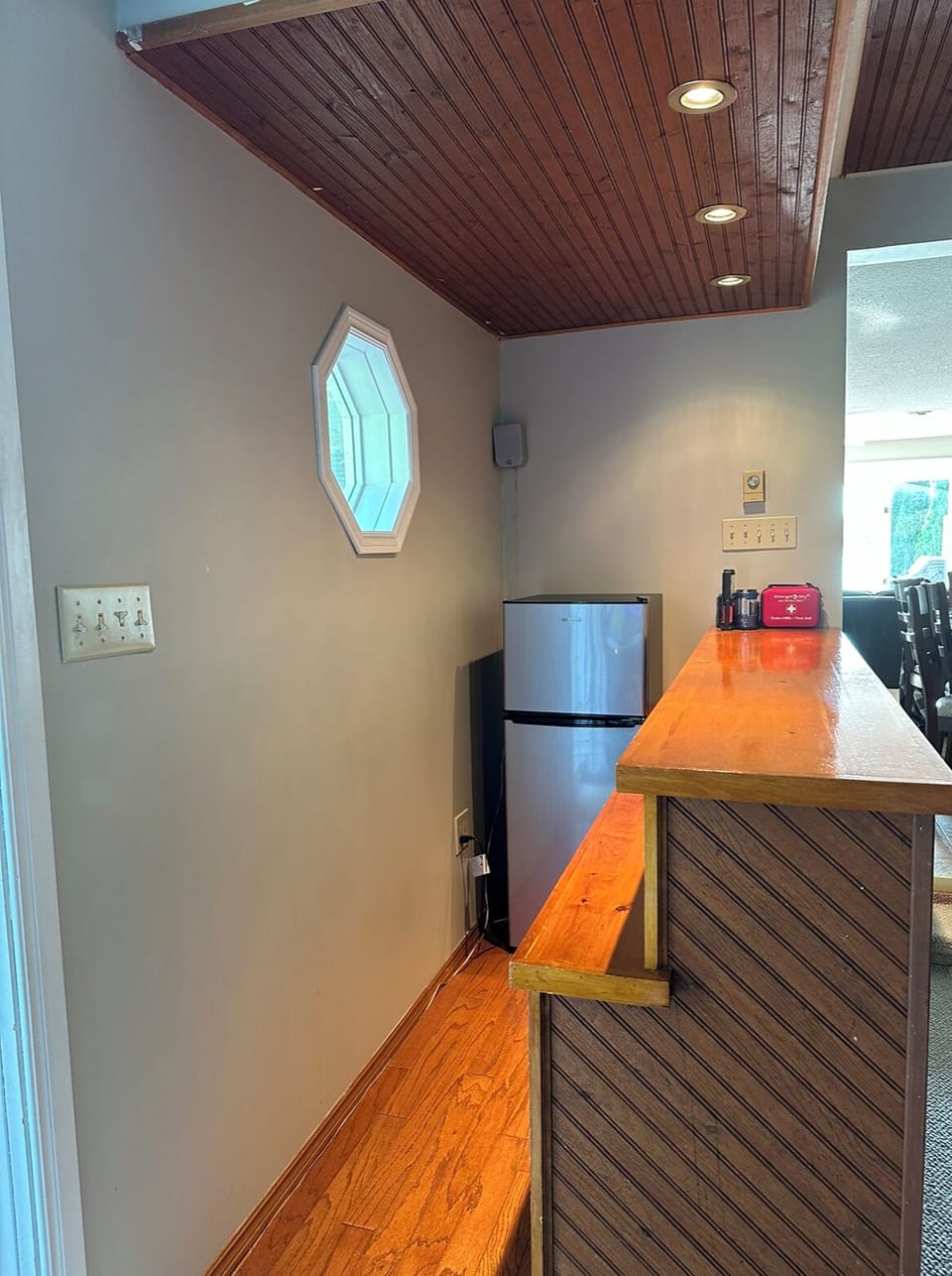 Bar with small bar fridge and freezer