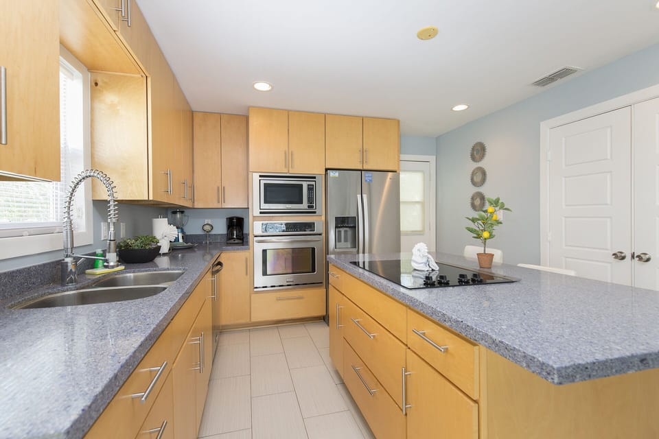 Nicely updated kitchen with center island. 
Great for cooking meals. Extra seating is located at the kitchen island.