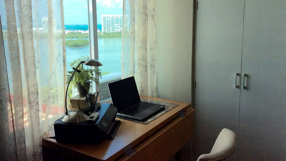 Desk area and view from 2nd bedroom