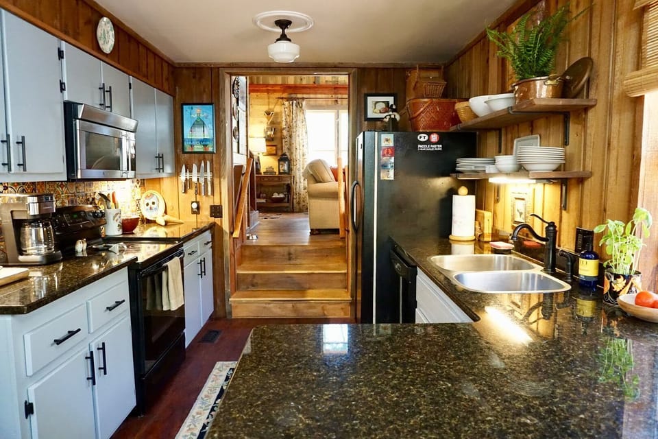 Kitchen with everything you need tp prepare meals or just make coffee.  