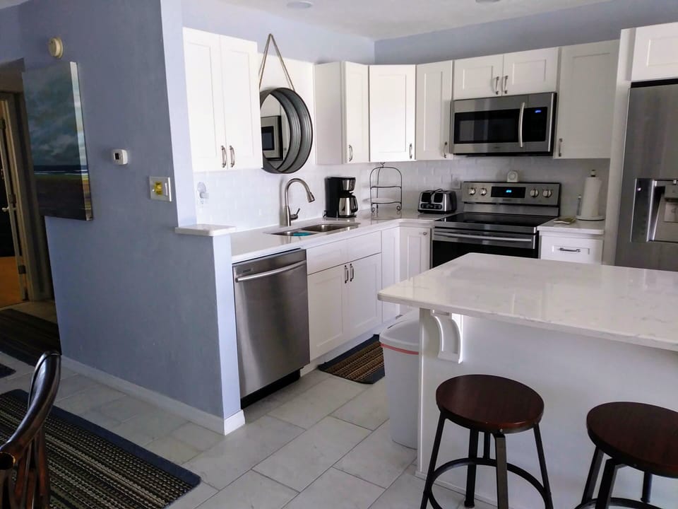 dishwasher, stove, refrigerator, Keurig and regular coffee maker, microwave