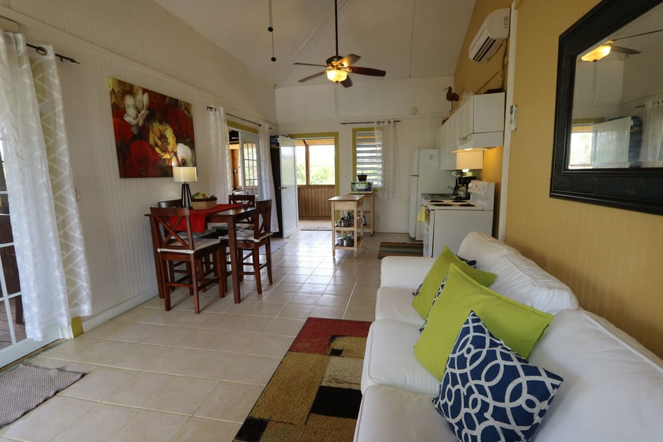 Comfortable seating for 9 people and view to the Ocean.