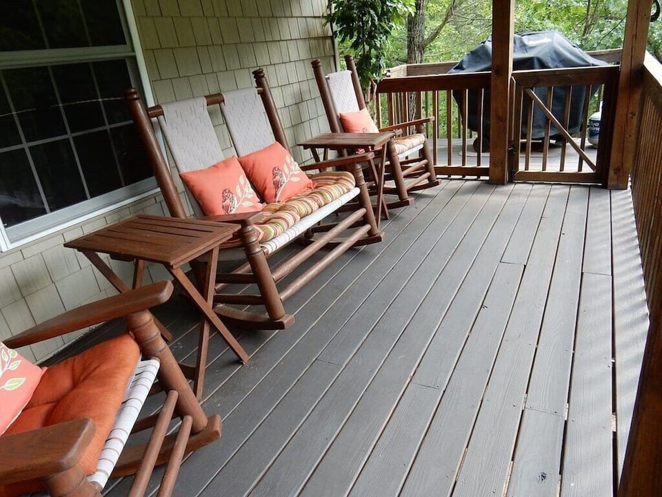 The covered porch outside the king bed suite is an amenity you will enjoy throughout your stay.