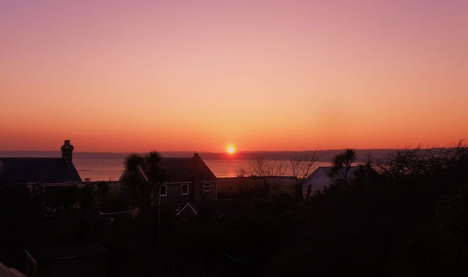 Sunset view over Mounts bay from balcony