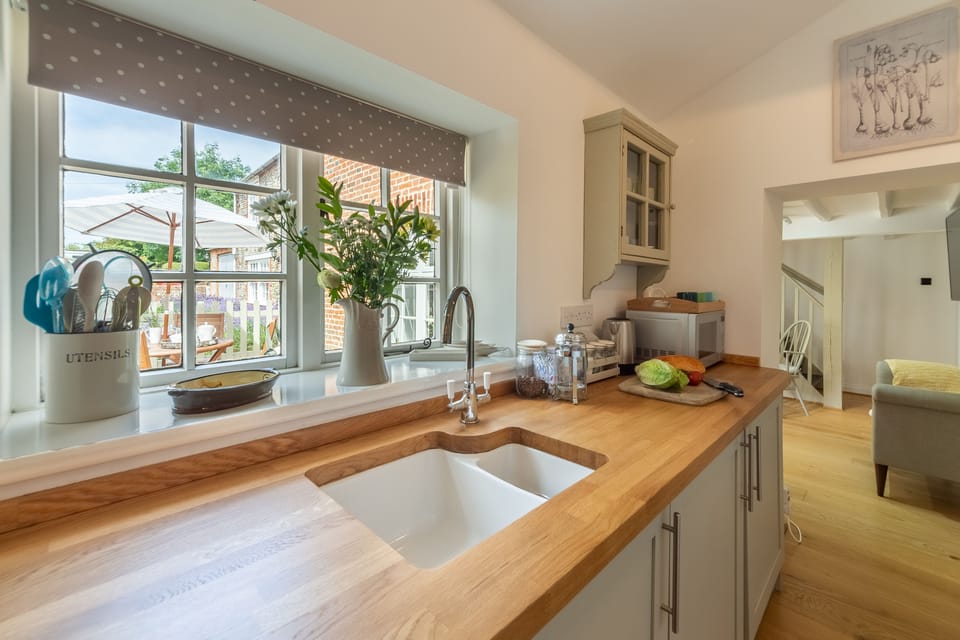 Ground floor: Kitchen units feature wooden work tops