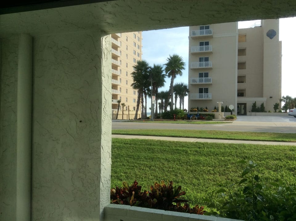 We are across the street from the ocean.    Balcony view.