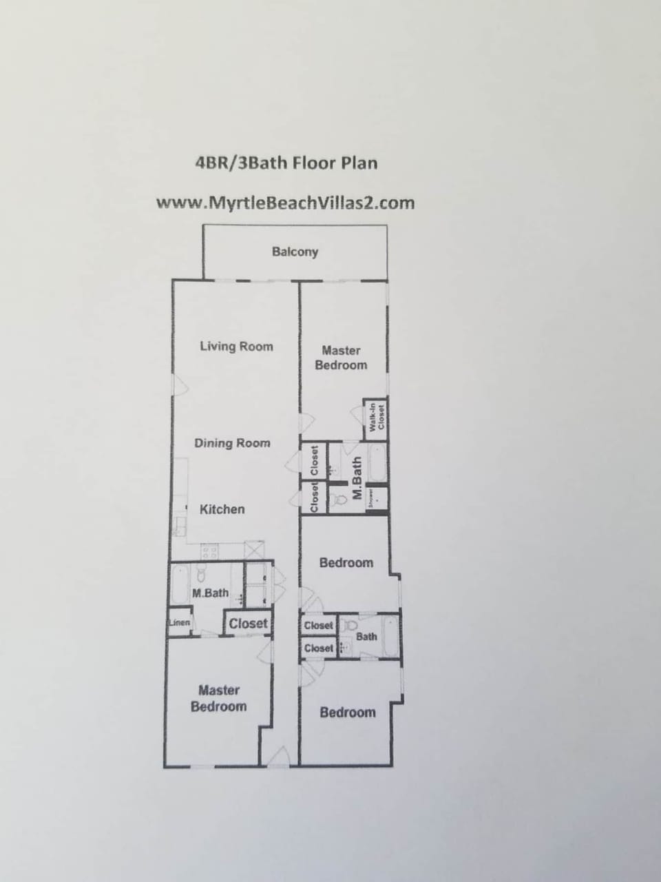 4BR Floor Plan MyrtleBeachVillas2