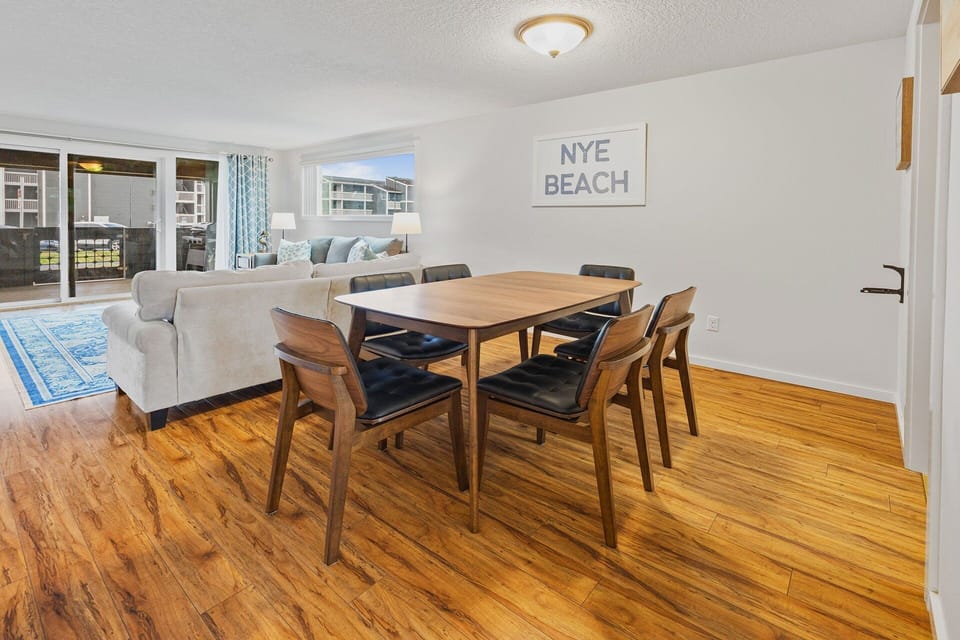 Dining for six is available in this living/dining great room.