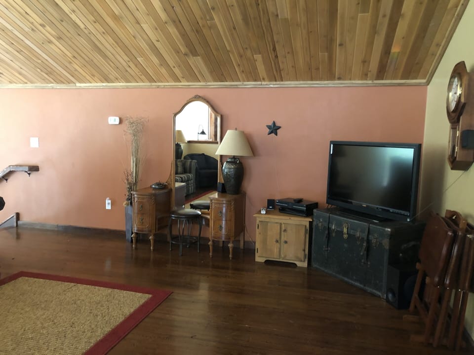TV in loft area.