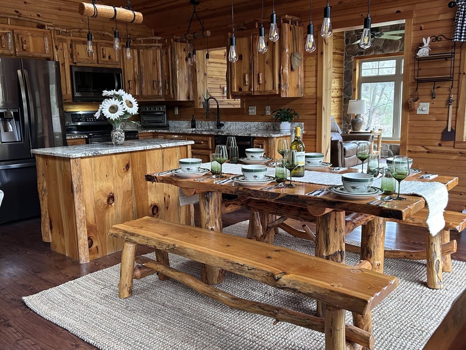 dining table has comfortable seating for six