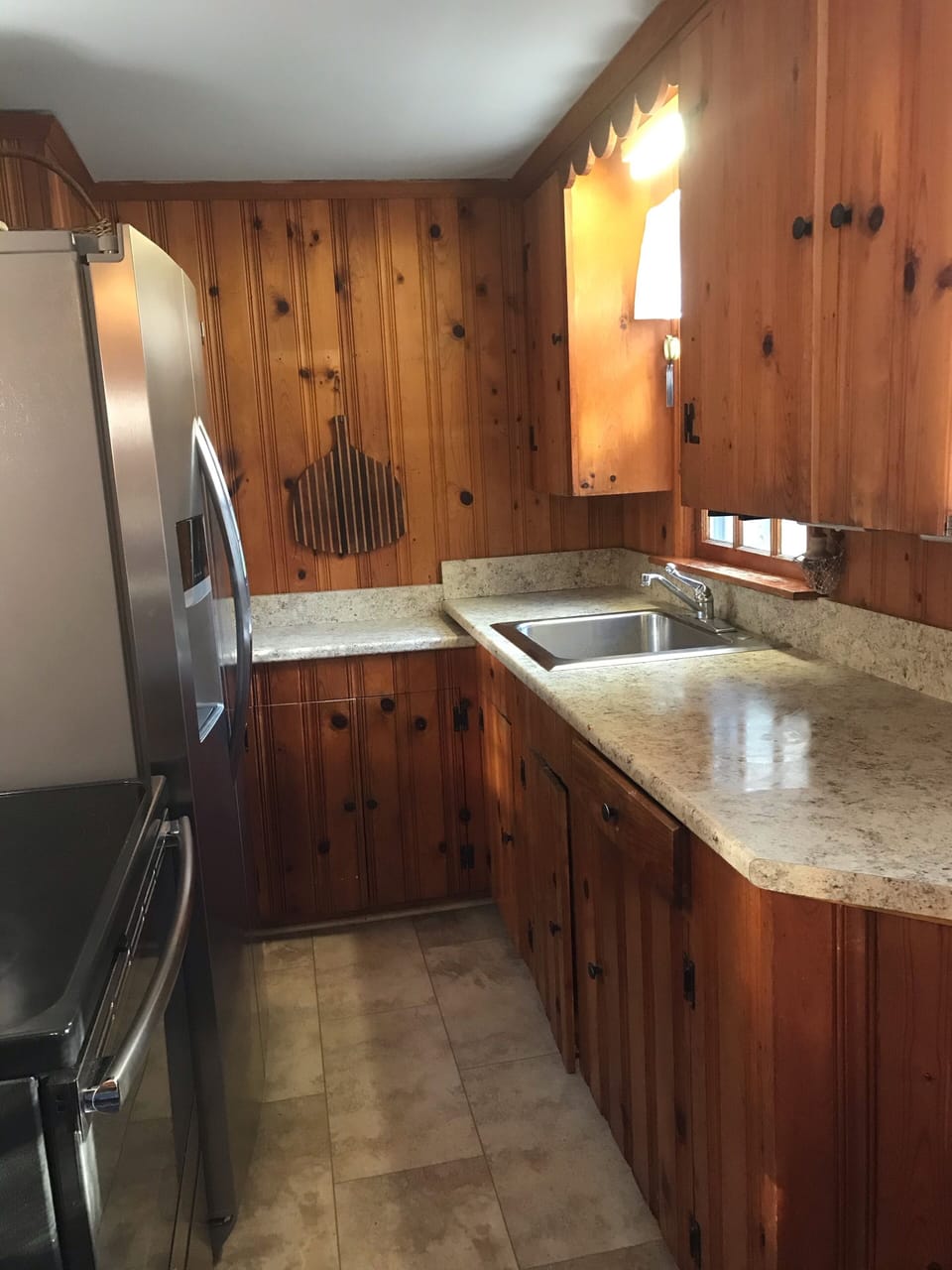 Kitchen includes Percolator, toaster, blender, waffle maker,