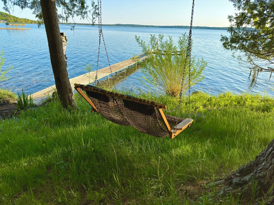 Lakeside hammock — a favorite spot for reading, napping, and enjoying the view