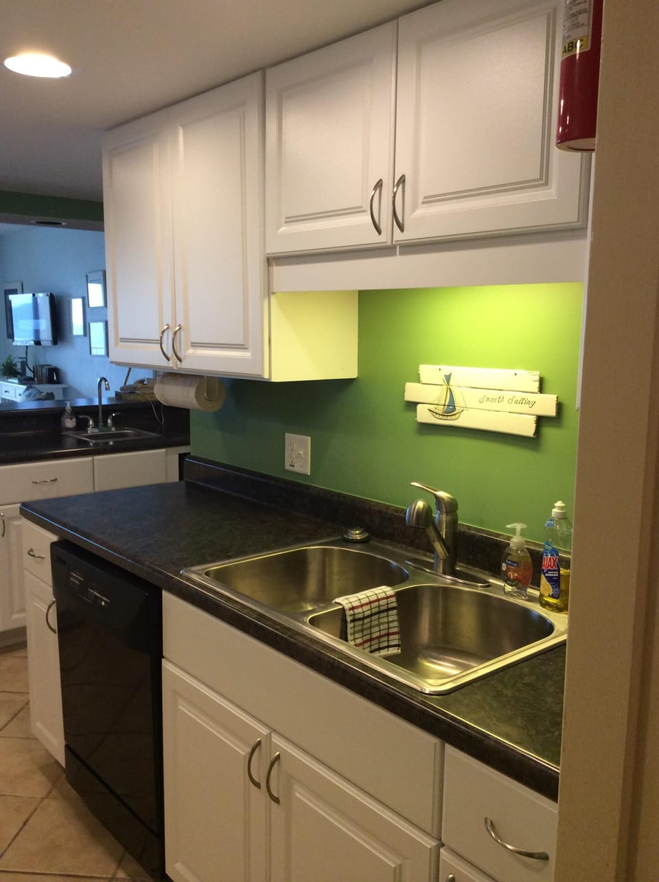 Kitchen with two sinks and  refrigerator icemaker and separate icemaker