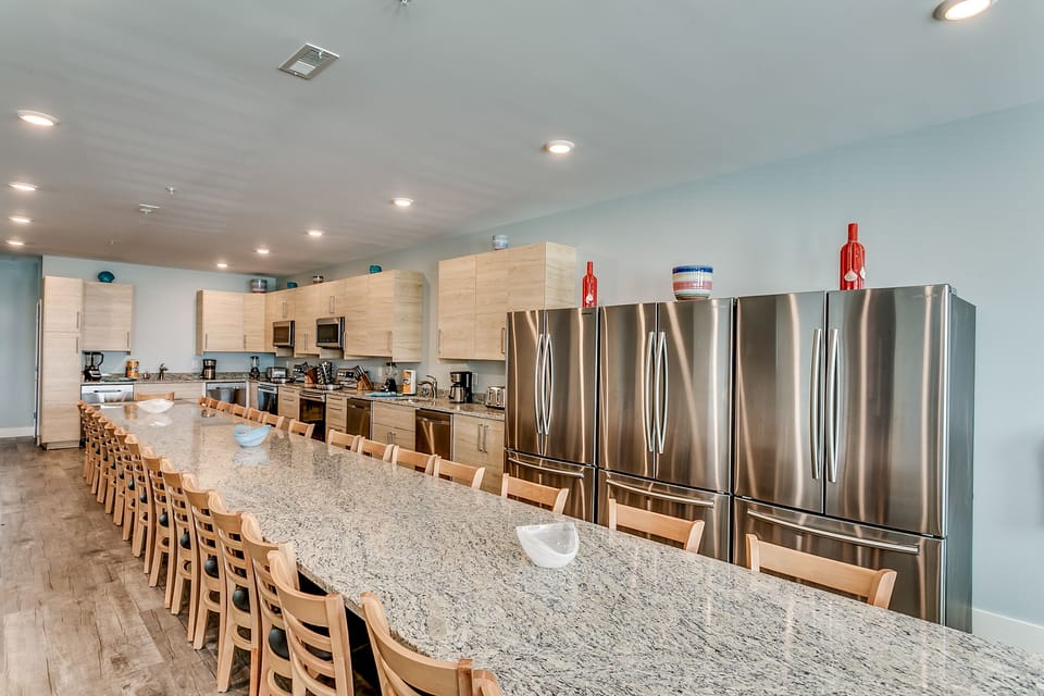 large dining table that seats 34 guests